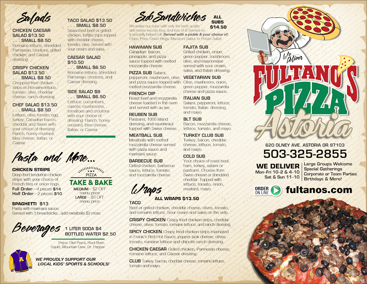 Fultano's Pizza Menu - Image 2