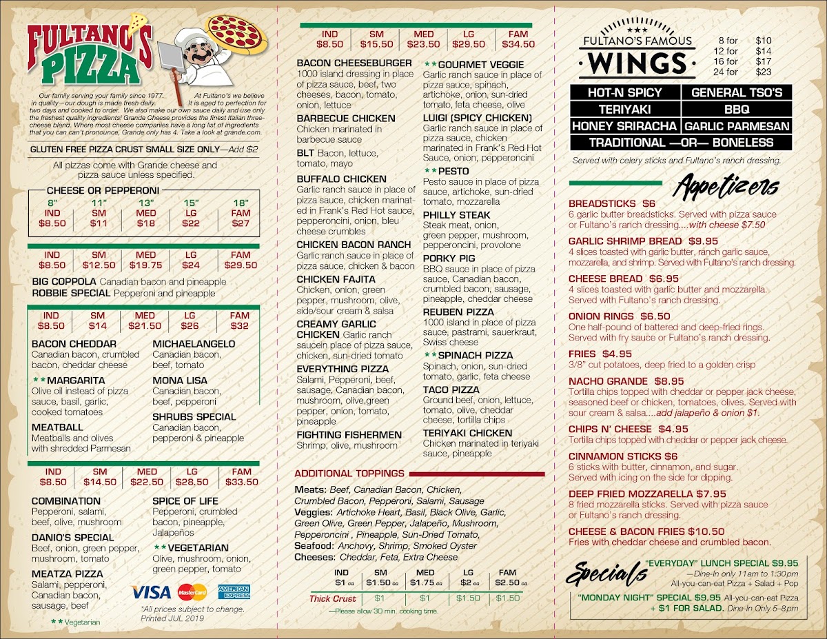 Fultano's Pizza Menu - Image 3